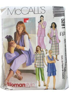 McCalls 3281 Sewing Pattern Size 18W-24W Shirt Vest Skirt Pants Shorts Y2K UNCUT